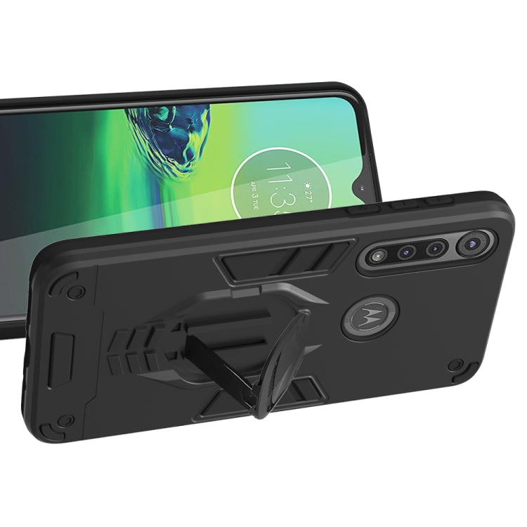 For Motorola Moto G8 Play 2 in 1 Armor Knight Series PC + TPU Protective Case with Invisible Holder