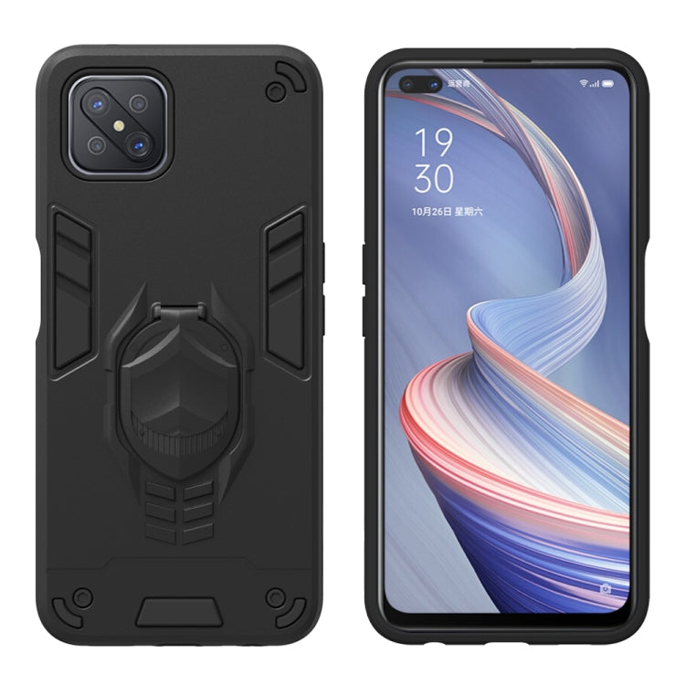 For OPPO A92s 2 in 1 Armor Knight Series PC + TPU Protective Case with Invisible Holder