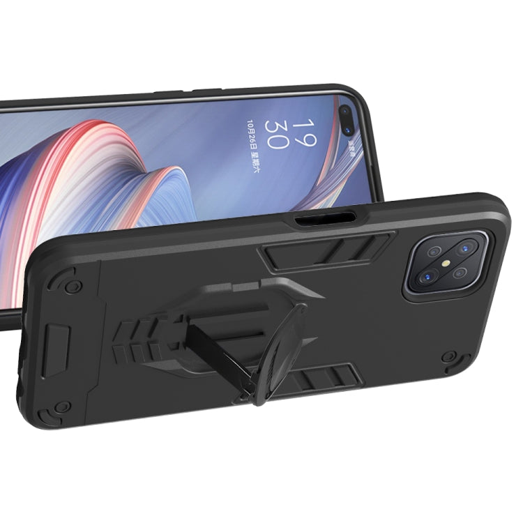 For OPPO A92s 2 in 1 Armor Knight Series PC + TPU Protective Case with Invisible Holder
