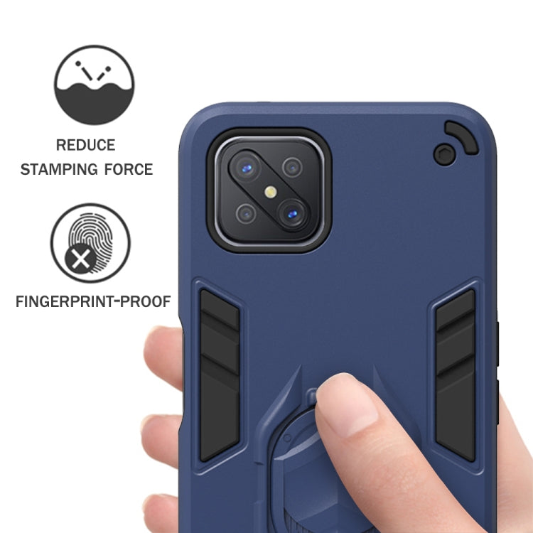 For OPPO A92s 2 in 1 Armor Knight Series PC + TPU Protective Case with Invisible Holder