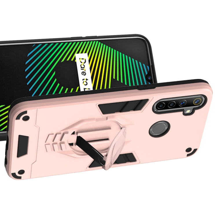 For OPPO Realme 5 2 in 1 Armor Knight Series PC + TPU Protective Case with Invisible Holder