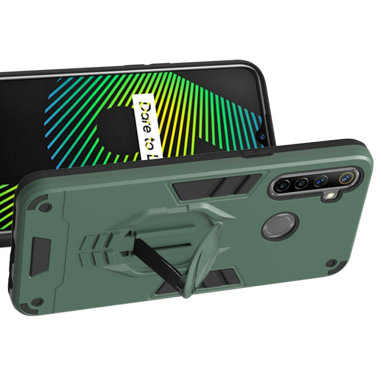 For OPPO Realme 5 2 in 1 Armor Knight Series PC + TPU Protective Case with Invisible Holder