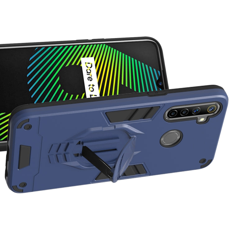 For OPPO Realme 5 2 in 1 Armor Knight Series PC + TPU Protective Case with Invisible Holder
