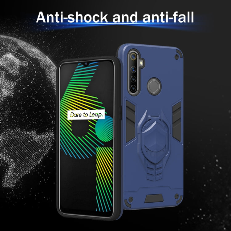 For OPPO Realme 5 2 in 1 Armor Knight Series PC + TPU Protective Case with Invisible Holder