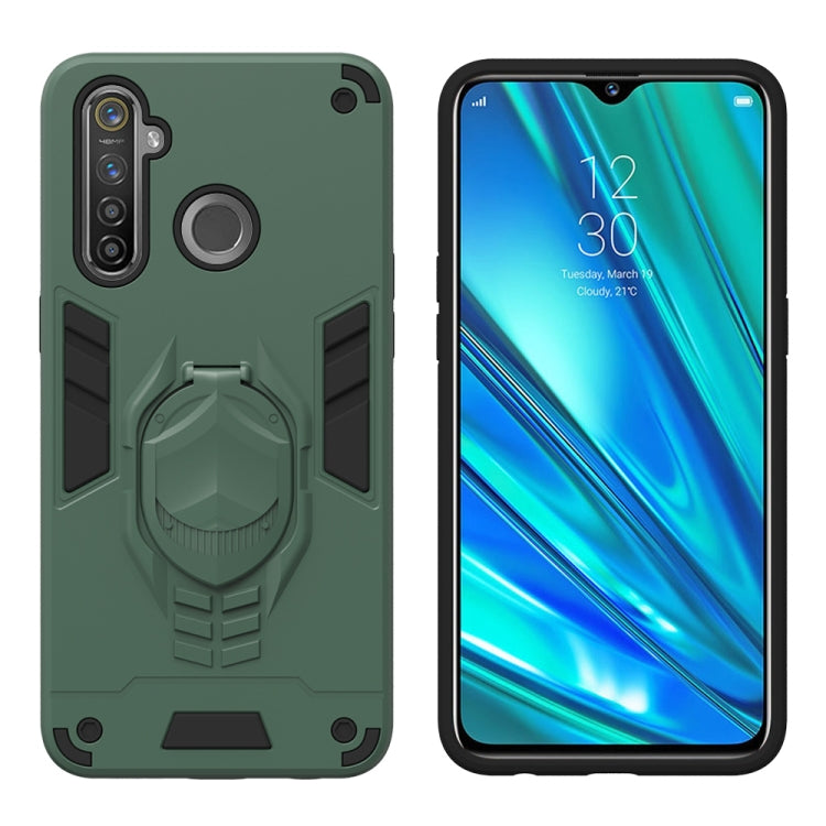For OPPO Realme 5 Pro 2 in 1 Armor Knight Series PC + TPU Protective Case with Invisible Holder