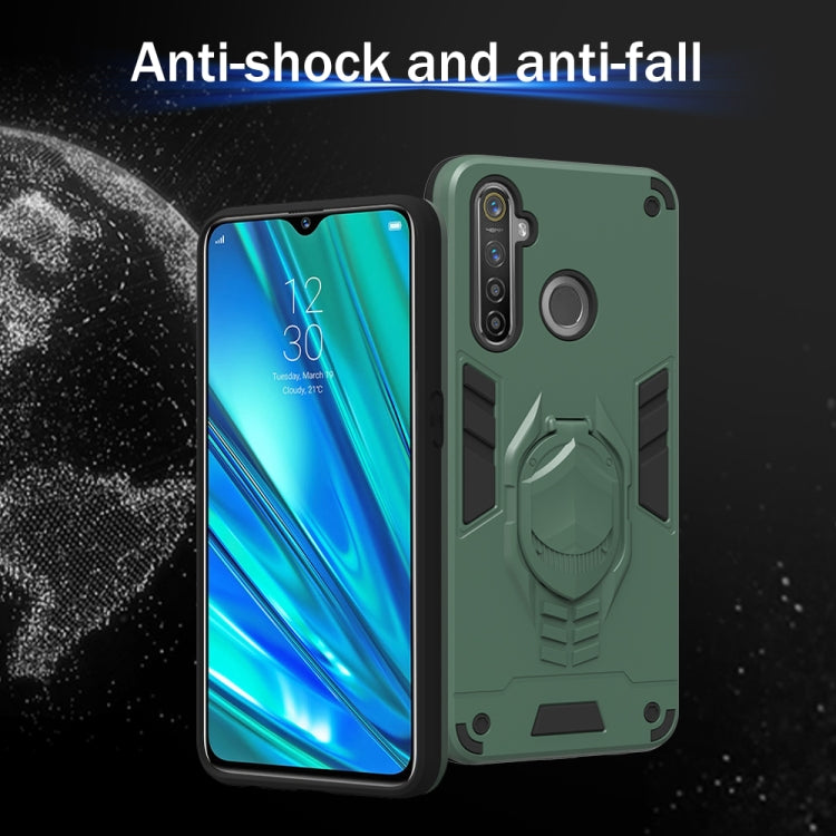 For OPPO Realme 5 Pro 2 in 1 Armor Knight Series PC + TPU Protective Case with Invisible Holder