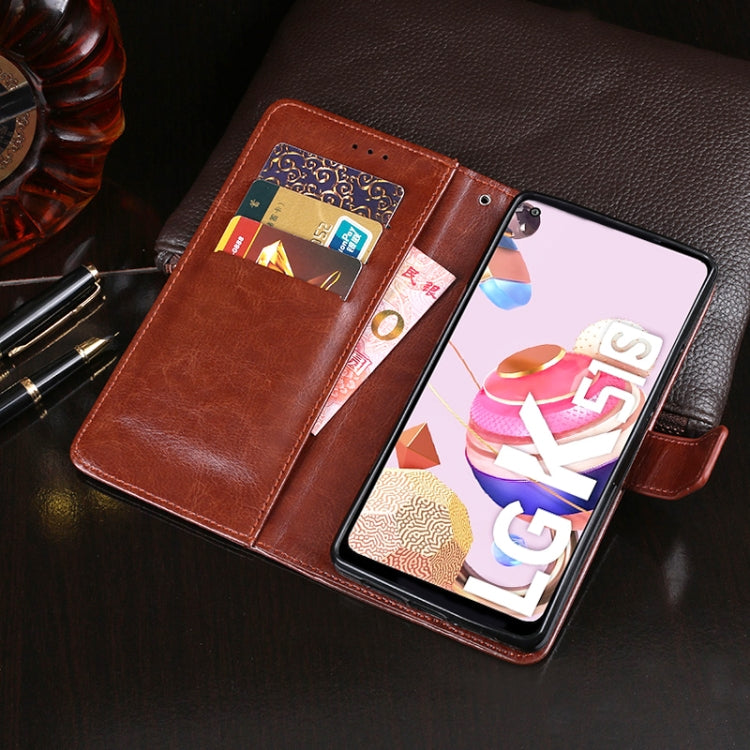 For LG K51S idewei Crazy Horse Texture Horizontal Flip Leather Case with Holder & Card Slots & Wallet