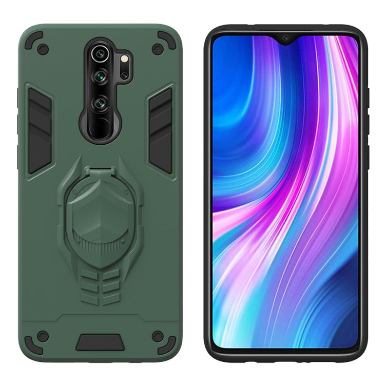 For Xiaomi Redmi Note 8 Pro 2 in 1 Armor Knight Series PC + TPU Protective Case with Invisible Holder