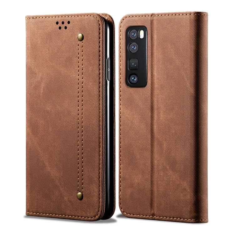 For Huawei Nova 7 Pro Denim Texture Casual Style Horizontal Flip Leather Case with Holder & Card Slots & Wallet
