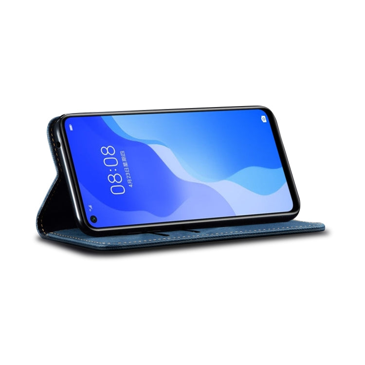 For Huawei Nova 7 SE / P40 Lite 5G Denim Texture Casual Style Horizontal Flip Leather Case with Holder & Card Slots & Wallet