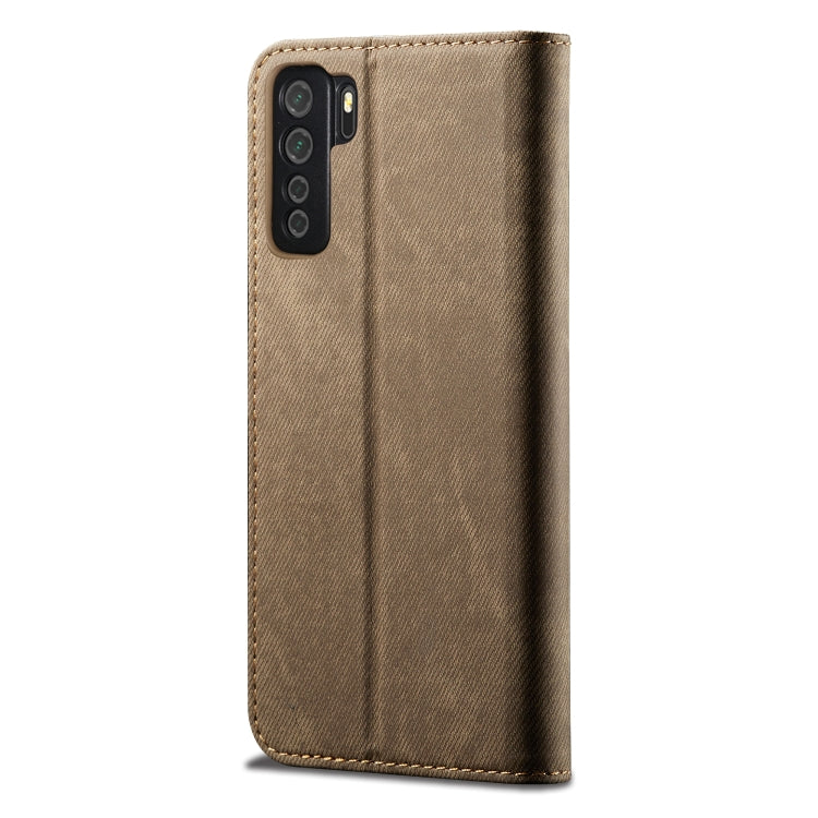 For Huawei Nova 7 SE / P40 Lite 5G Denim Texture Casual Style Horizontal Flip Leather Case with Holder & Card Slots & Wallet