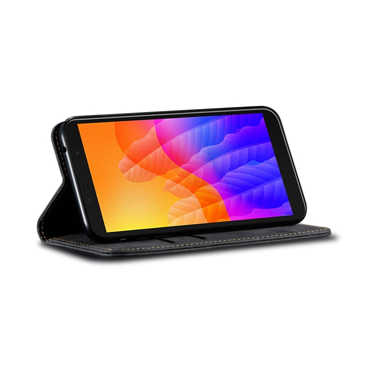 For Huawei Y5P Denim Texture Casual Style Horizontal Flip Leather Case with Holder & Card Slots & Wallet