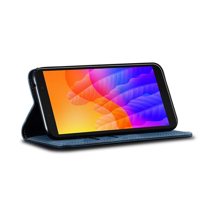 For Huawei Y5P Denim Texture Casual Style Horizontal Flip Leather Case with Holder & Card Slots & Wallet