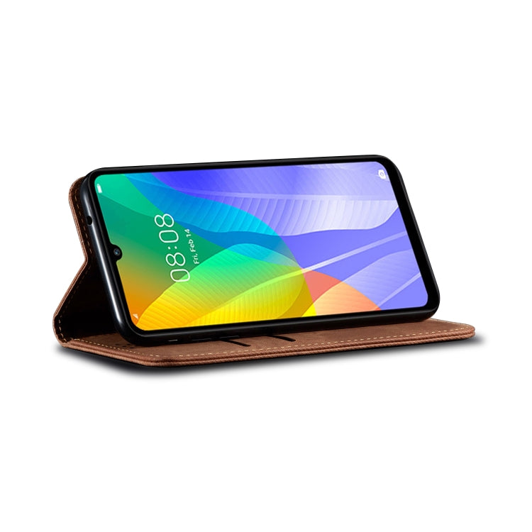 For Huawei Y6P Denim Texture Casual Style Horizontal Flip Leather Case with Holder & Card Slots & Wallet