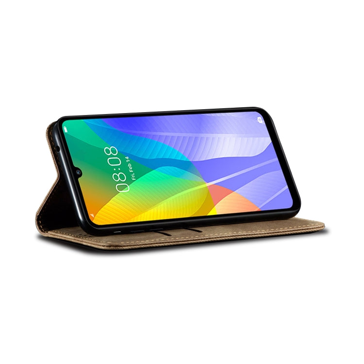 For Huawei Y6P Denim Texture Casual Style Horizontal Flip Leather Case with Holder & Card Slots & Wallet