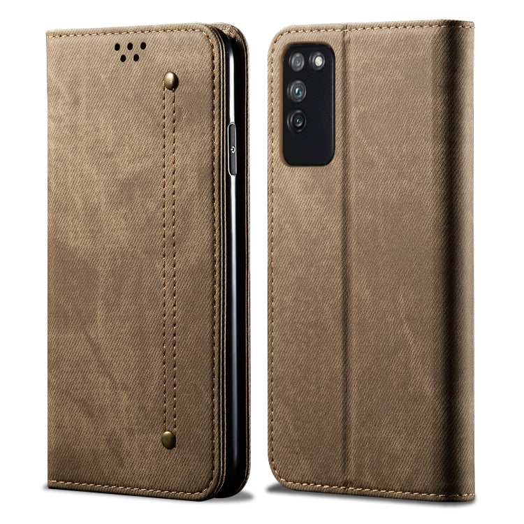 For Huawei Honor X10 5G Denim Texture Casual Style Horizontal Flip Leather Case with Holder & Card Slots & Wallet