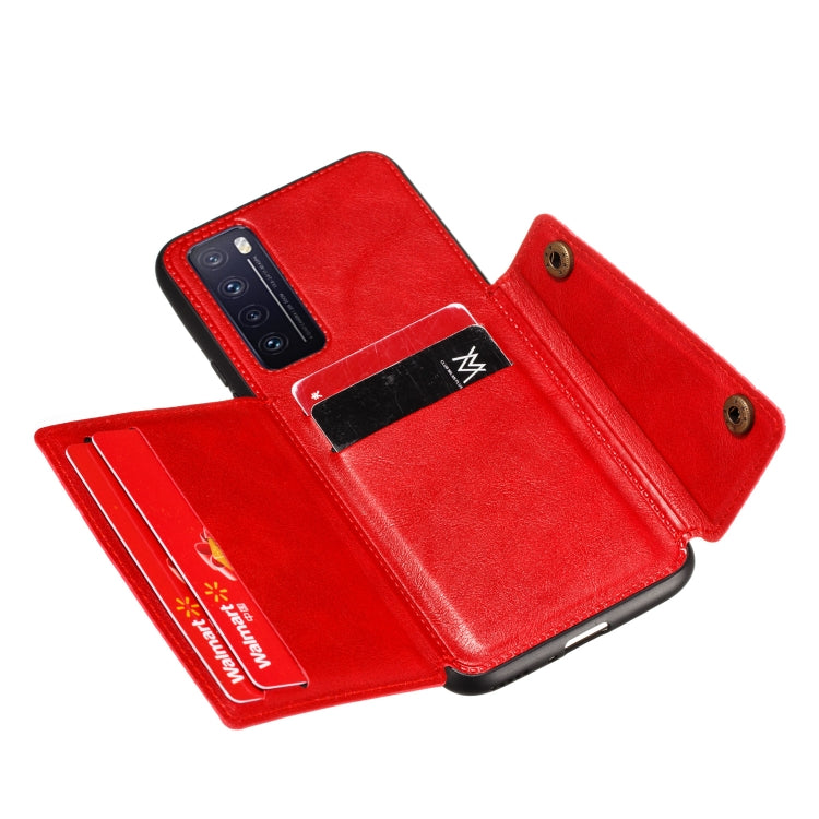 For Huawei nova 7 5G Double Buckle PU + TPU Shockproof Magnetic Protective Case with Card Slot