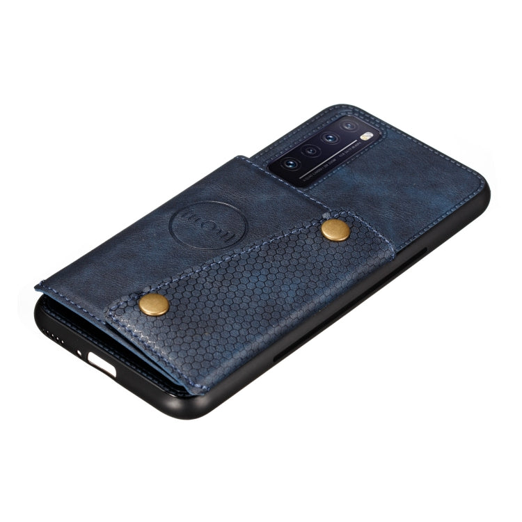 For Huawei nova 7 Pro 5G Double Buckle PU + TPU Shockproof Magnetic Protective Case with Card Slot