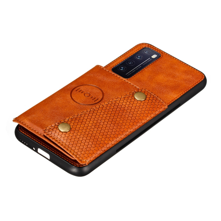 For Huawei nova 7 Pro 5G Double Buckle PU + TPU Shockproof Magnetic Protective Case with Card Slot