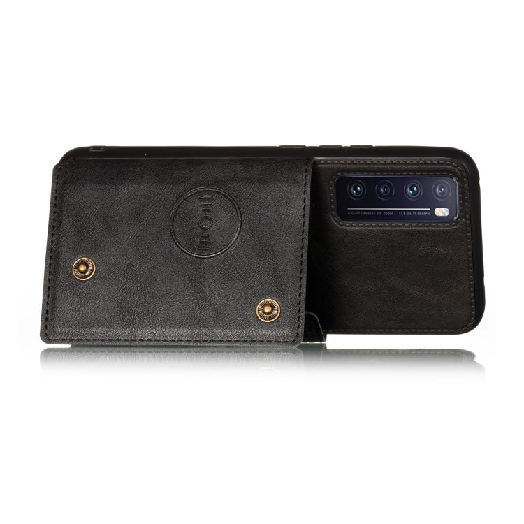 For Huawei Honor 30 Double Buckle PU + TPU Shockproof Magnetic Protective Case with Card Slot