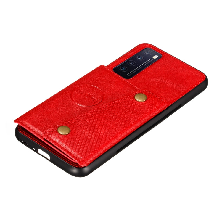 For Huawei Honor 30 Double Buckle PU + TPU Shockproof Magnetic Protective Case with Card Slot