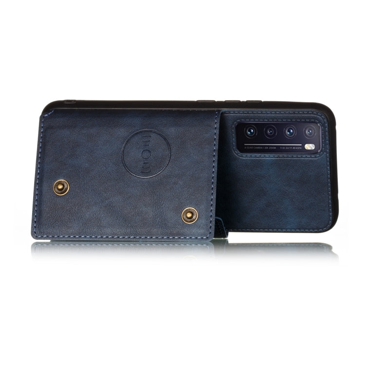 For Huawei Honor 30 Pro Double Buckle PU + TPU Shockproof Magnetic Protective Case with Card Slot