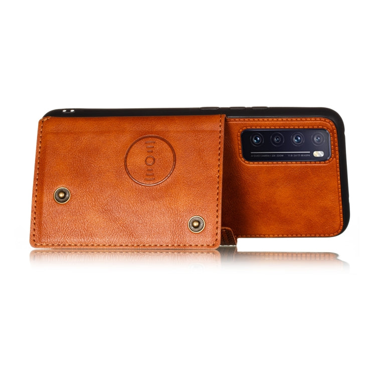 For Huawei Honor 30 Pro Double Buckle PU + TPU Shockproof Magnetic Protective Case with Card Slot