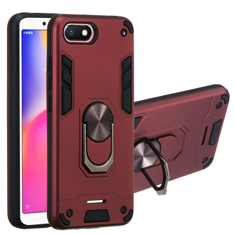 For Xiaomi Redmi 6A (Nonporous) 2 in 1 Armour Series PC + TPU Protective Case with Ring Holder