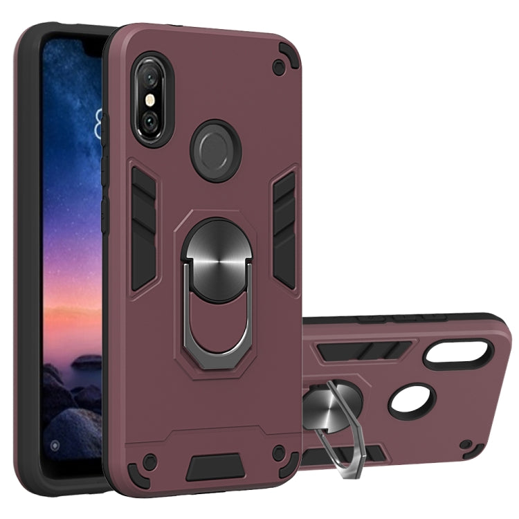 For Xiaomi Rdemi 6 Pro / Mi A2 Lite 2 in 1 Armour Series PC + TPU Protective Case with Ring Holder