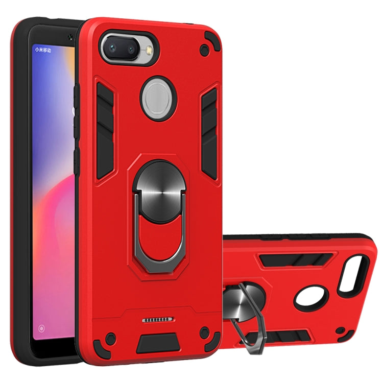 For Xiaomi Redmi 6 (Perforated) 2 in 1 Armour Series PC + TPU Protective Case with Ring Holder