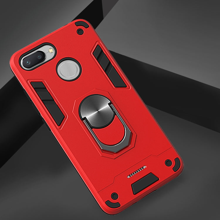 For Xiaomi Redmi 6 (Perforated) 2 in 1 Armour Series PC + TPU Protective Case with Ring Holder