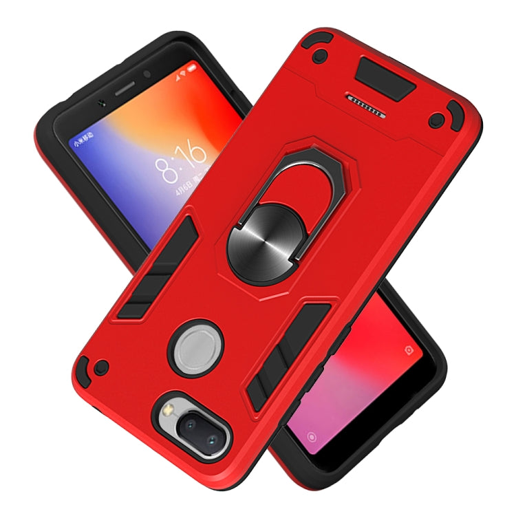 For Xiaomi Redmi 6 (Perforated) 2 in 1 Armour Series PC + TPU Protective Case with Ring Holder