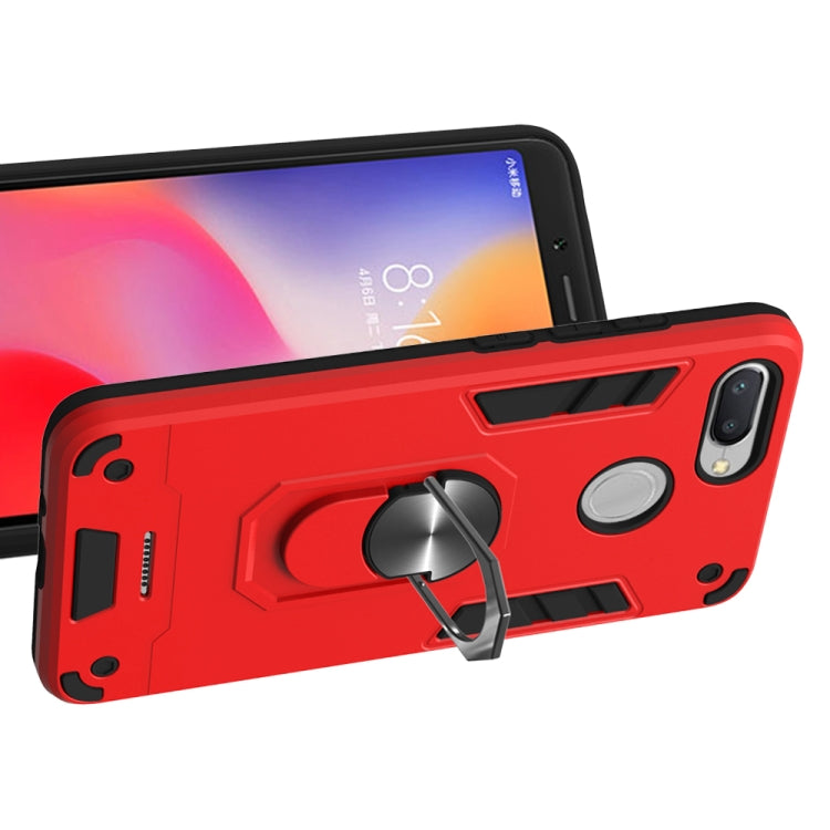 For Xiaomi Redmi 6 (Perforated) 2 in 1 Armour Series PC + TPU Protective Case with Ring Holder