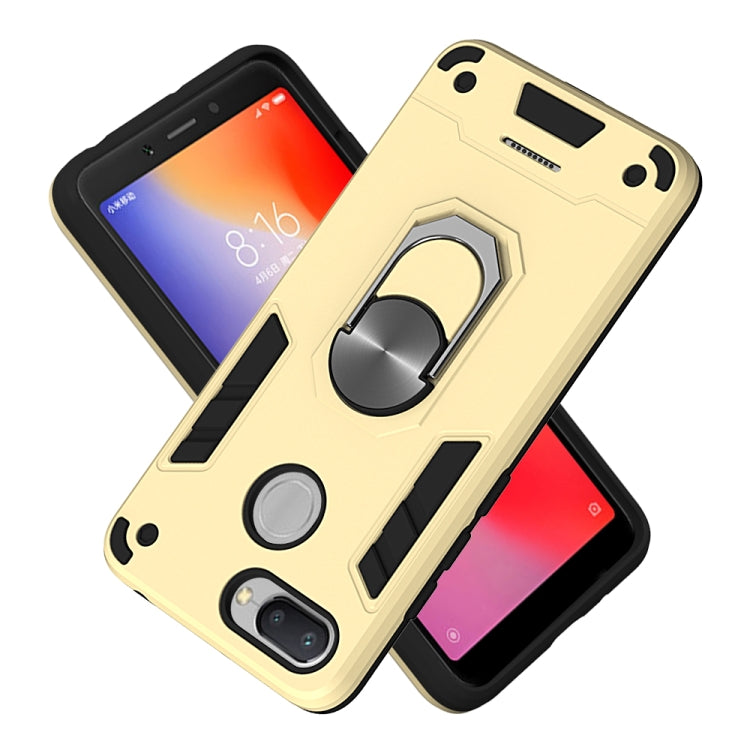 For Xiaomi Redmi 6 (Perforated) 2 in 1 Armour Series PC + TPU Protective Case with Ring Holder