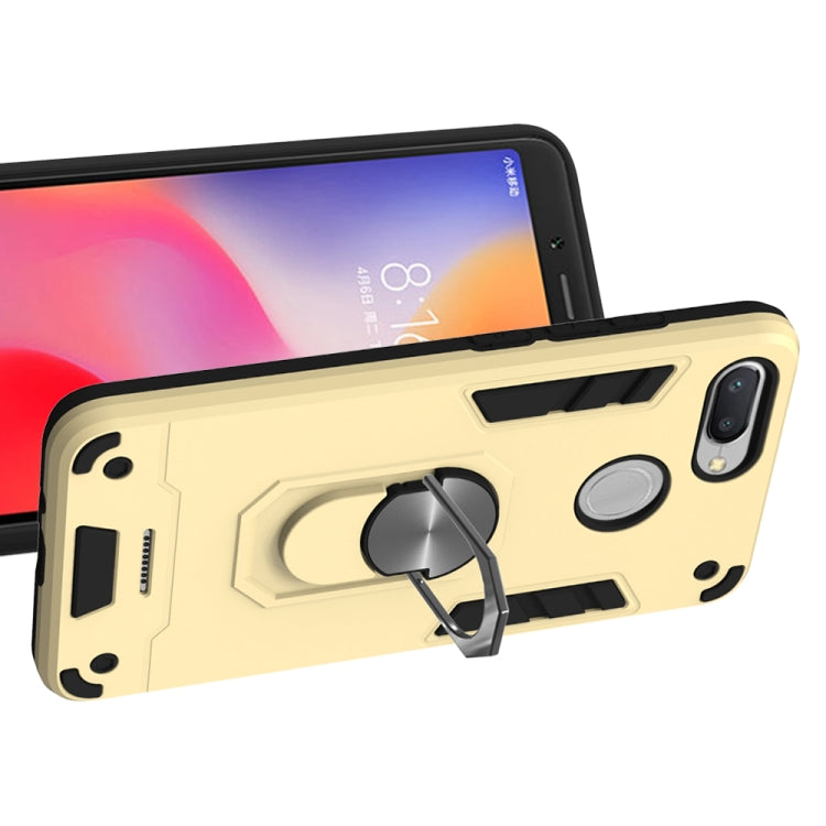 For Xiaomi Redmi 6 (Perforated) 2 in 1 Armour Series PC + TPU Protective Case with Ring Holder