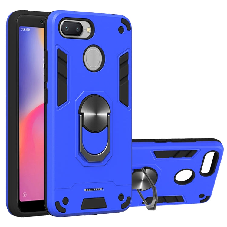 For Xiaomi Redmi 6 (Perforated) 2 in 1 Armour Series PC + TPU Protective Case with Ring Holder