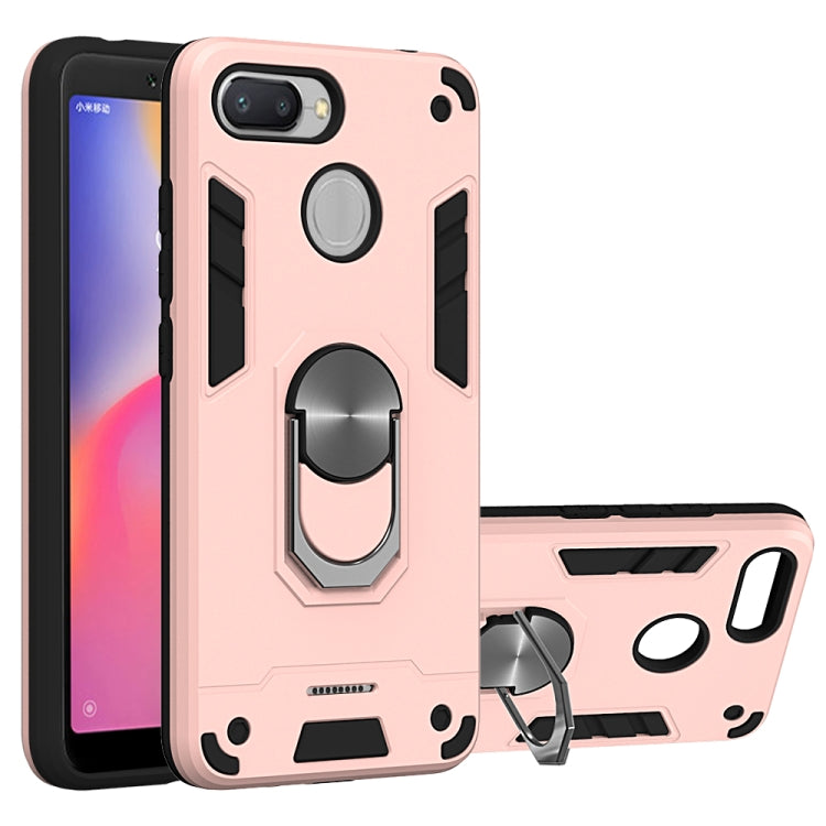For Xiaomi Redmi 6 (Perforated) 2 in 1 Armour Series PC + TPU Protective Case with Ring Holder