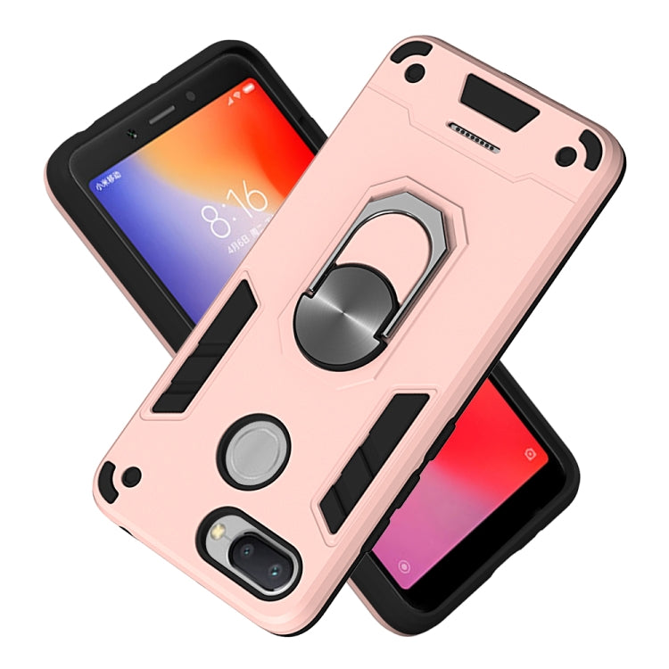 For Xiaomi Redmi 6 (Perforated) 2 in 1 Armour Series PC + TPU Protective Case with Ring Holder