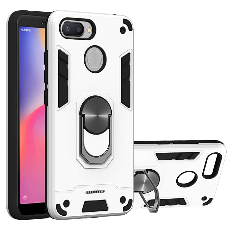 For Xiaomi Redmi 6 (Perforated) 2 in 1 Armour Series PC + TPU Protective Case with Ring Holder
