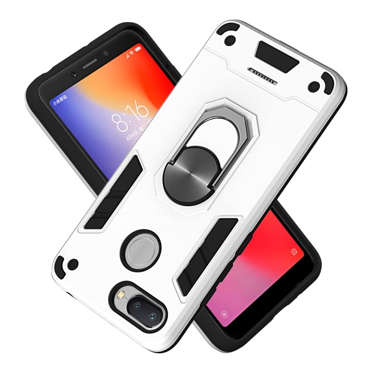 For Xiaomi Redmi 6 (Perforated) 2 in 1 Armour Series PC + TPU Protective Case with Ring Holder