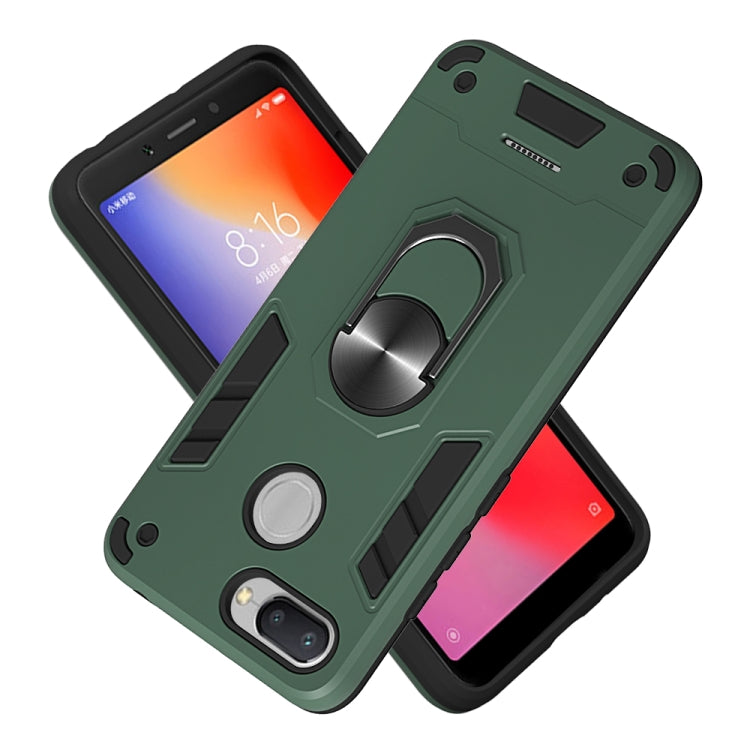 For Xiaomi Redmi 6 (Perforated) 2 in 1 Armour Series PC + TPU Protective Case with Ring Holder