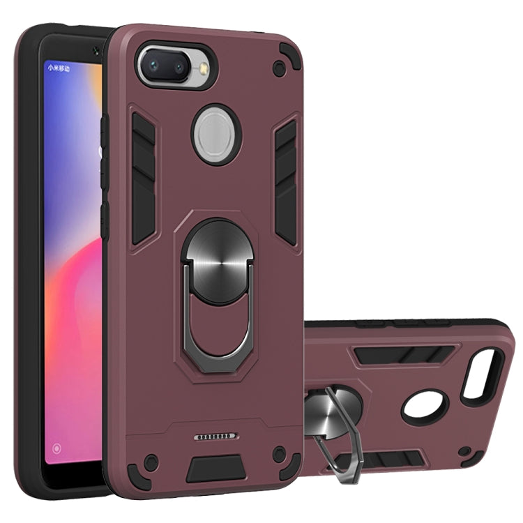 For Xiaomi Redmi 6 (Perforated) 2 in 1 Armour Series PC + TPU Protective Case with Ring Holder