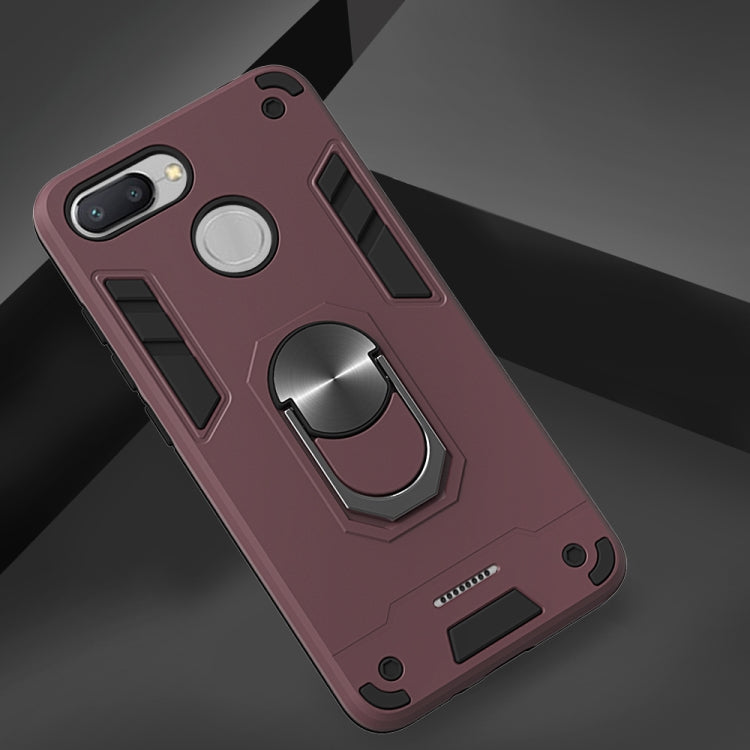 For Xiaomi Redmi 6 (Perforated) 2 in 1 Armour Series PC + TPU Protective Case with Ring Holder