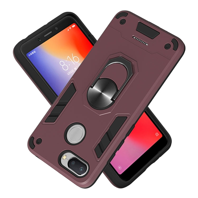 For Xiaomi Redmi 6 (Perforated) 2 in 1 Armour Series PC + TPU Protective Case with Ring Holder