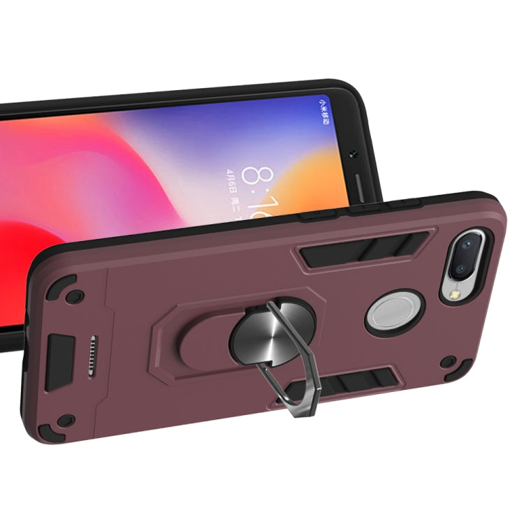 For Xiaomi Redmi 6 (Perforated) 2 in 1 Armour Series PC + TPU Protective Case with Ring Holder