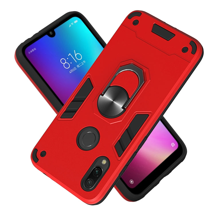 For Xiaomi Redmi 7 / Y3 2 in 1 Armour Series PC + TPU Protective Case with Ring Holder