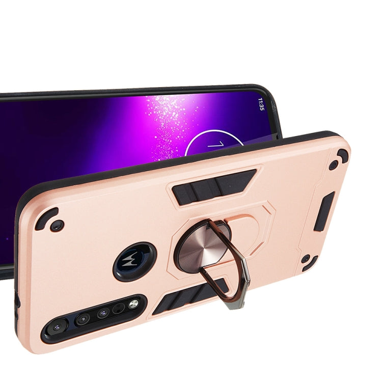 For Motorola One Macro / Moto G8 Play 2 in 1 Armour Series PC + TPU Protective Case with Ring Holder