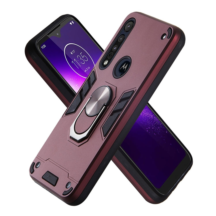 For Motorola One Macro / Moto G8 Play 2 in 1 Armour Series PC + TPU Protective Case with Ring Holder