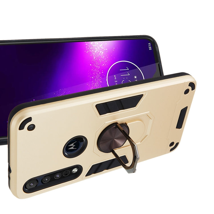 For Motorola One Macro / Moto G8 Play 2 in 1 Armour Series PC + TPU Protective Case with Ring Holder