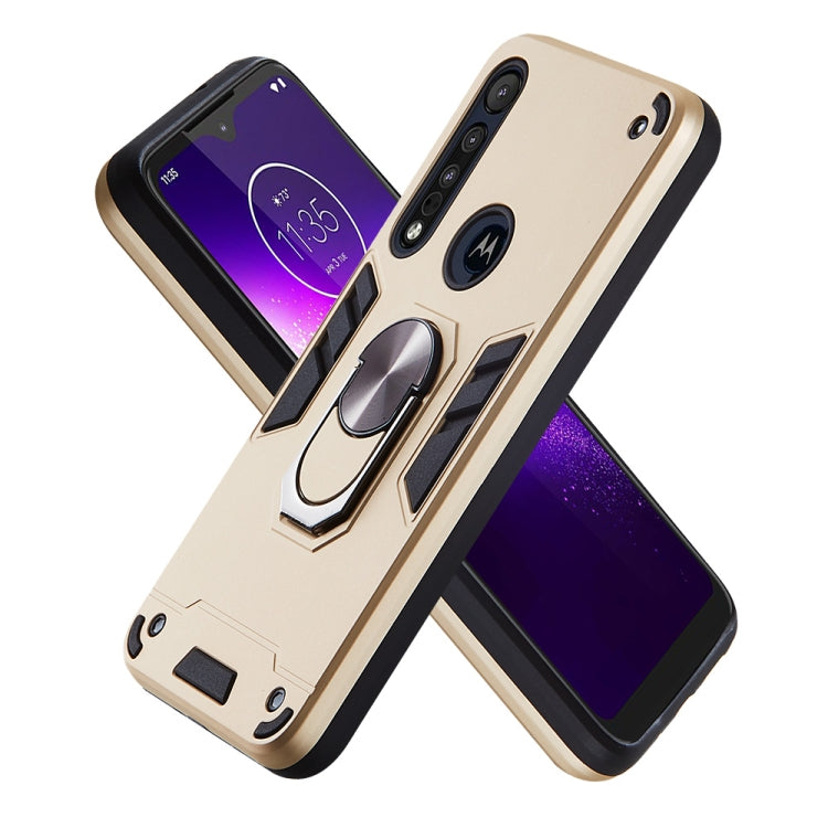 For Motorola One Macro / Moto G8 Play 2 in 1 Armour Series PC + TPU Protective Case with Ring Holder